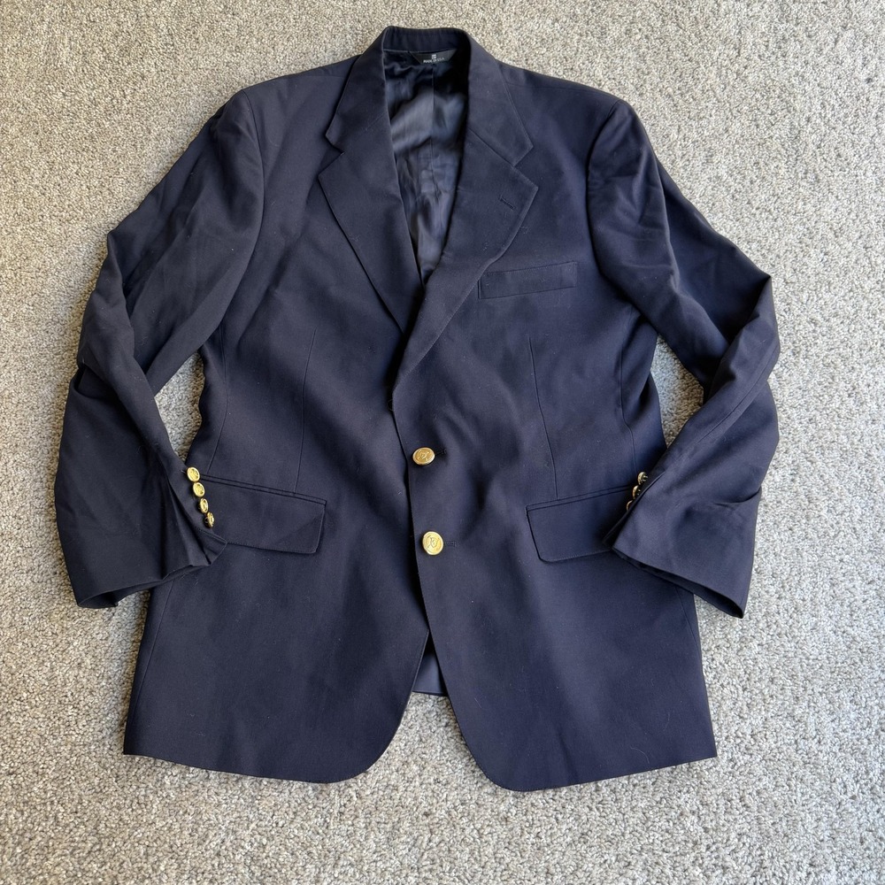 Vintage Ralph Lauren Blazer Mens XL Blue Wool 2 Button Sport Coat Jacket USA